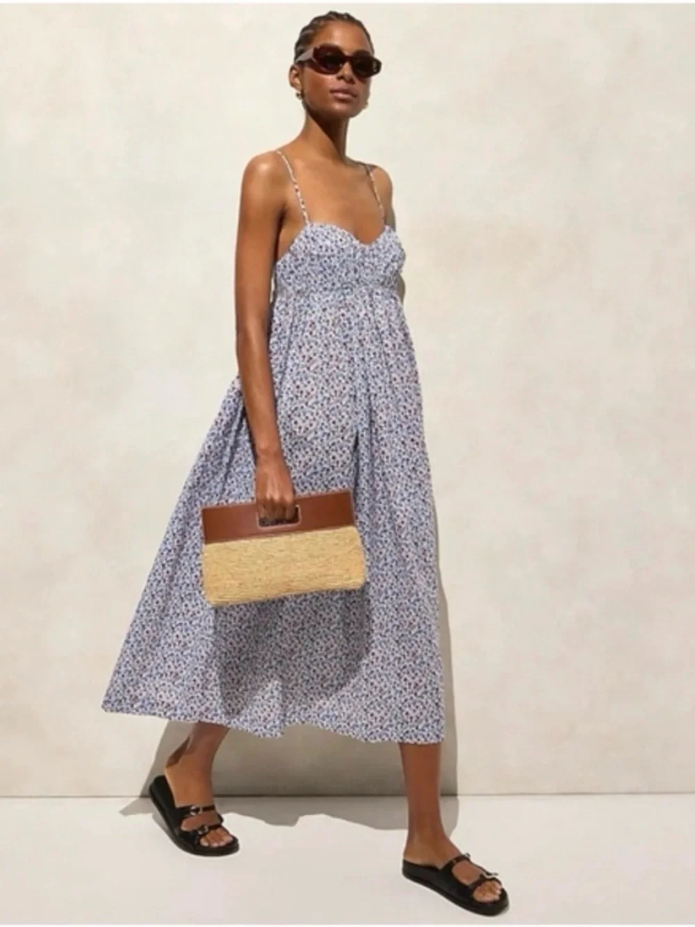 J. Crew Cotton Voile Empire Waist Maxi Dress Poppy Floral Print Sundress M NWT - Picture 1 of 13